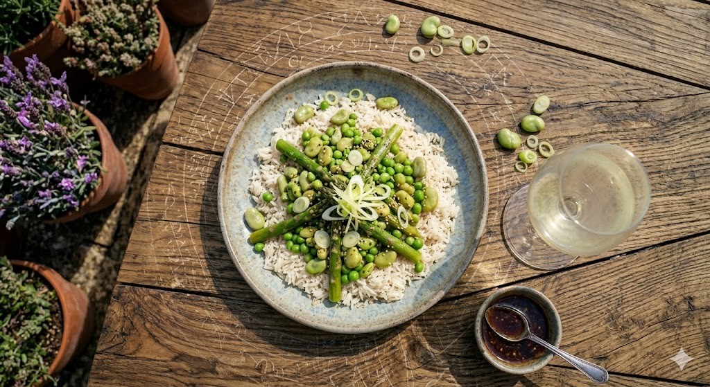Poêlée Printanière : Trio Vert & Riz Parfumé